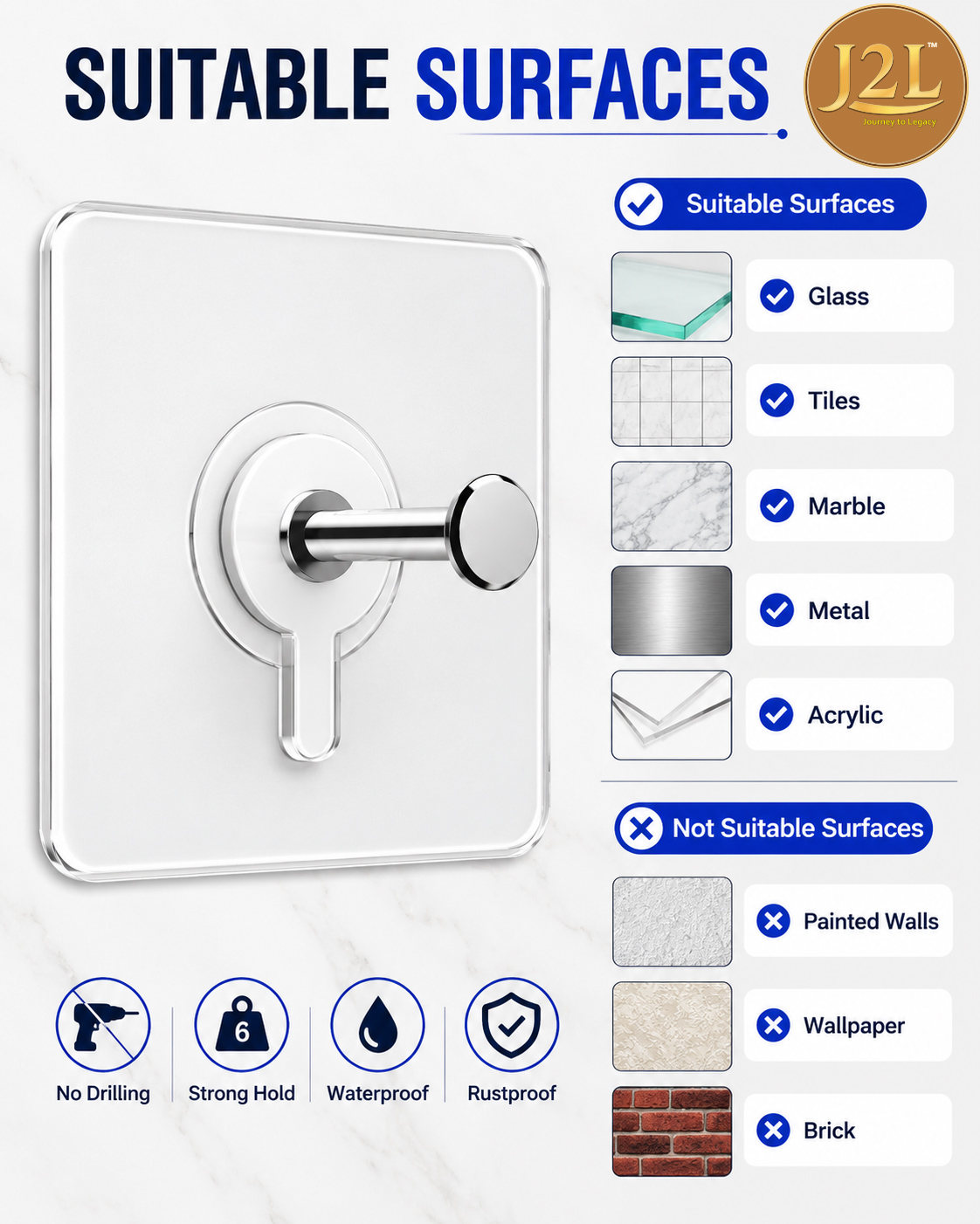 J2L Adhesive Wall Hooks 