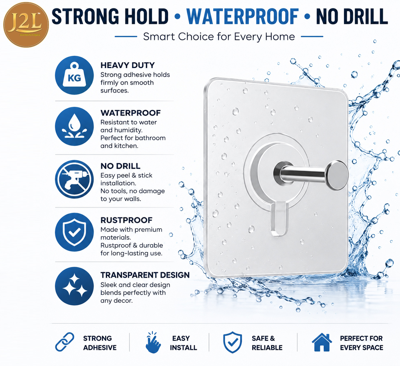 J2L Adhesive Wall Hooks 